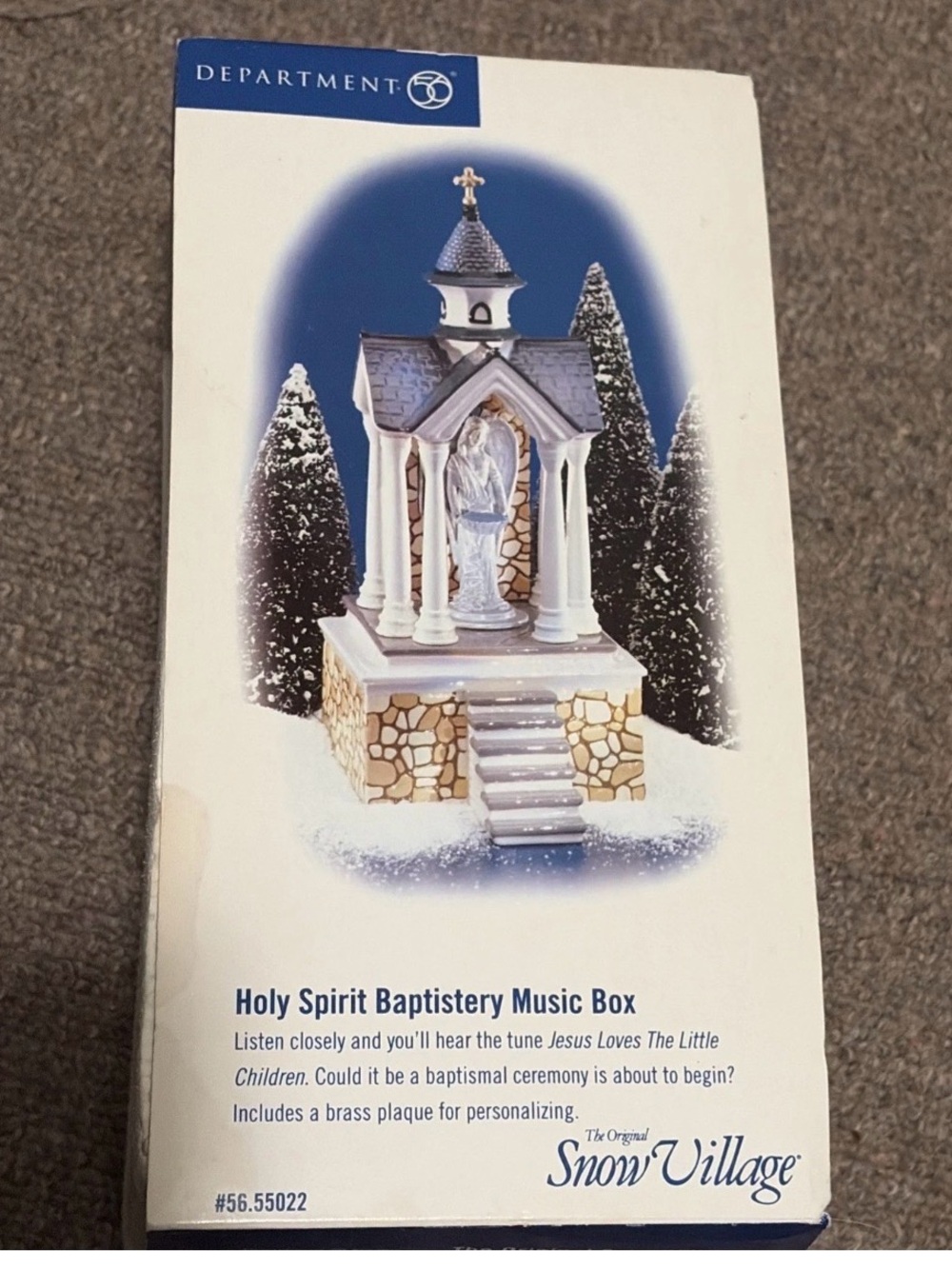 Vintage  DEPT 56 SNOW VILLAGE HOLY SPIRIT BAPTISTERY MUSIC BOX 55022 Baptism
